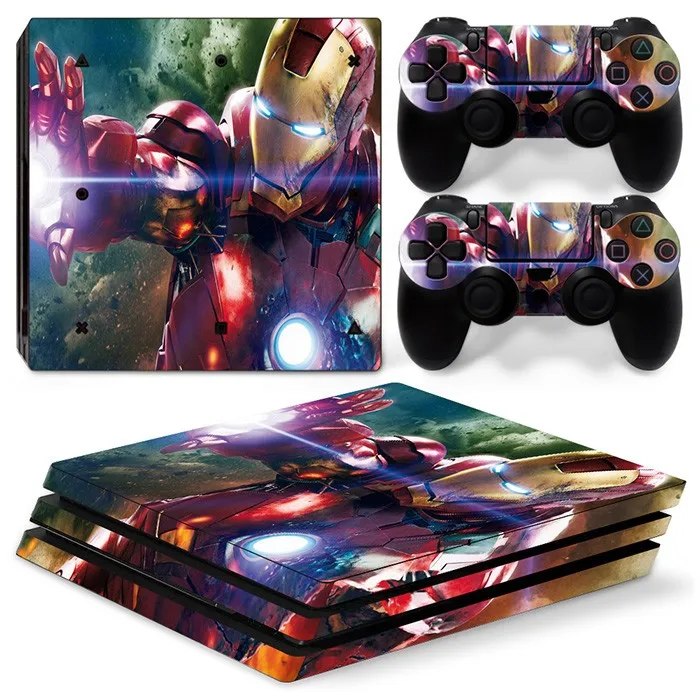 

High Quality Cool Iron Man Designs Skin Stickers For PS4 Pro Console and 2pcs Controllers