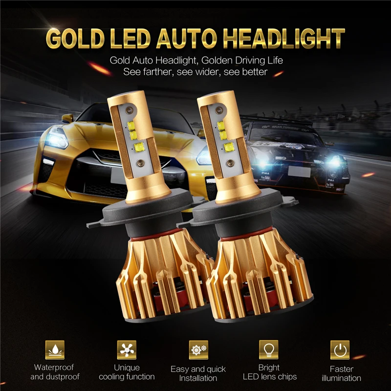 Auxmart Headlight H4 LED Bulbs for Ford Transit Fiesta Car Light kit 70W 7000lm Hi/Lo Beam LED