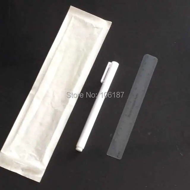 

1Pc Tattoo Permanent Makeup Marker Pen With 1Pc Sterile Ruler New Fine Tipped Pen Set For Permanent Makeup Eyebrow Lips Supply