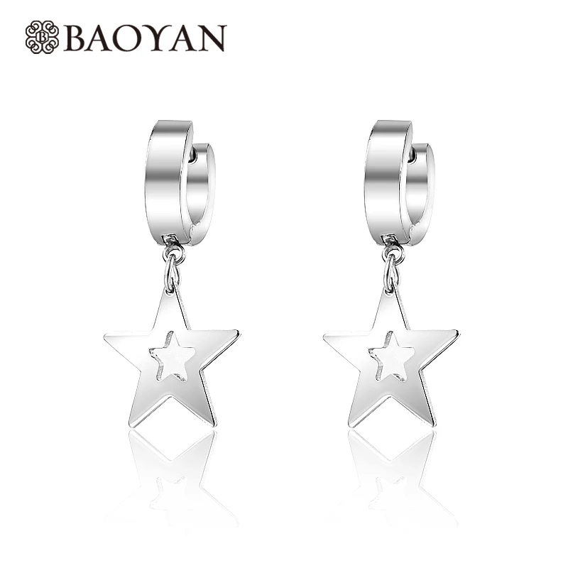 Женские серьги капельки Baoyan из нержавеющей стали 316L оптовая продажа звезда