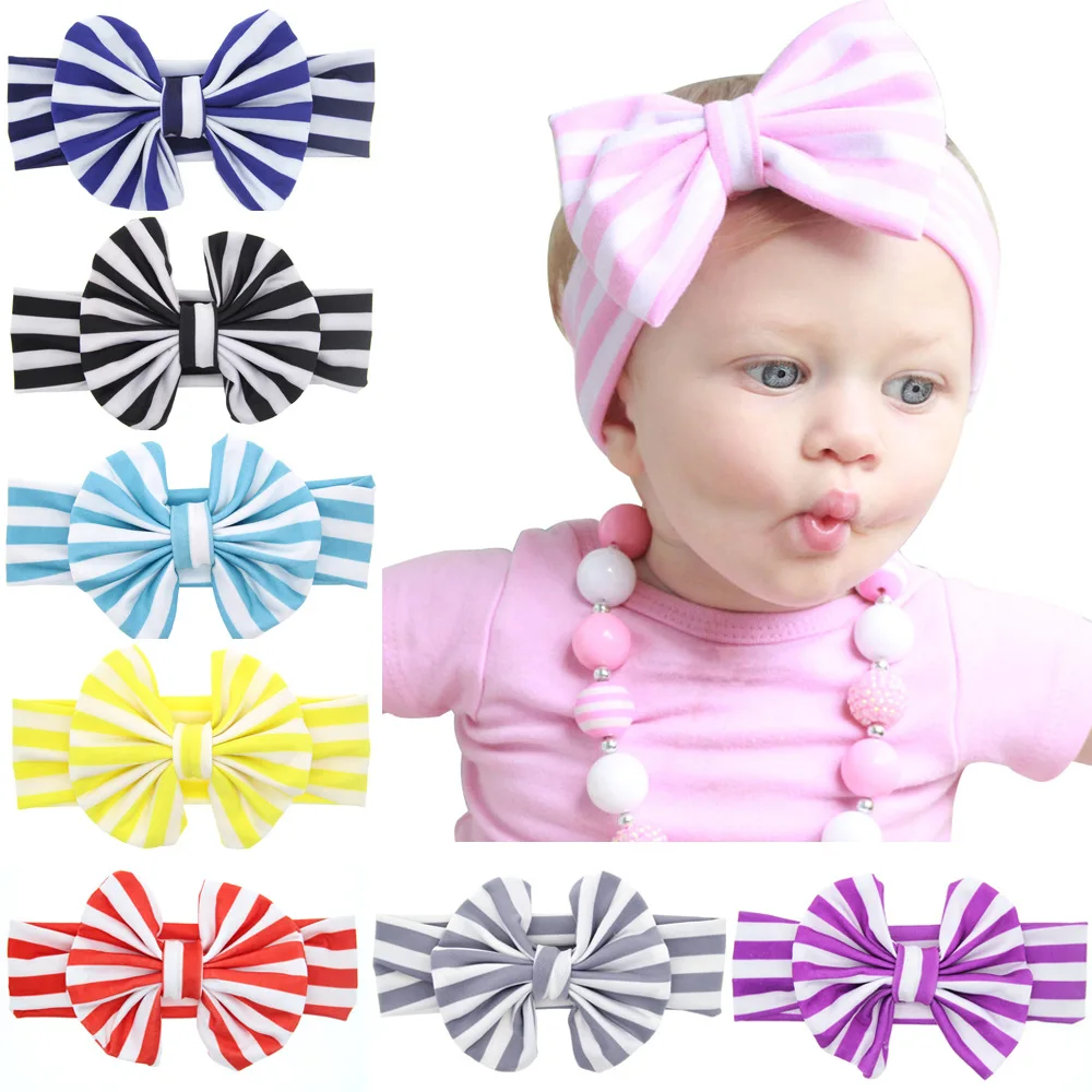 ADOMI 2017 Baby Girl Rabbit Ear Headband Knot Striped Bow Tie Halloween Children Accessories Headwrap Hairband 8 Colors |