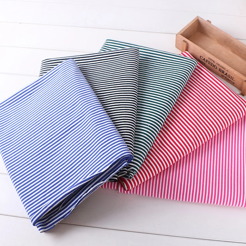 

Natural Cotton Stripe Knitted Fabric Well Elastic Cotton Jersey Cloth Baby T-shirt fashion apparel making fabric by half meter