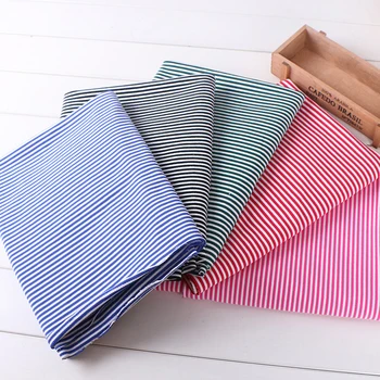 

Natural Cotton Stripe Knitted Fabric Well Elastic Cotton Jersey Cloth Baby T-shirt fashion apparel making fabric by half meter