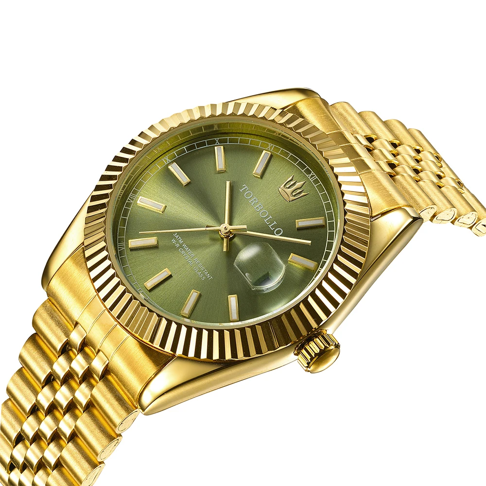 

Top Brand New!! 2019 TORBOLLO Men WatchLuxury Gold Bracelet Metal Clock mens Waterproof Watches relogio masculino Dropshipping