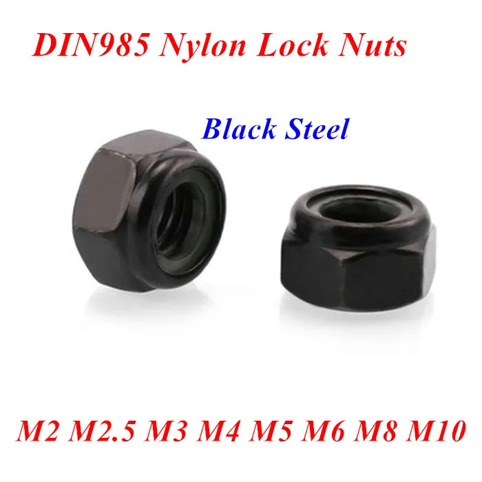 

50pcs DIN985 M2 M2.5 M3 M4 M5 M6 M8 Galvanized Black Carbon Steel Self-locking Nut Lock Nuts Slip Nylon Insert Hex Nut Locknuts