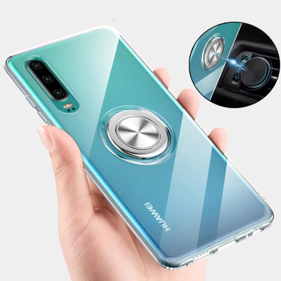 Мягкий силиконовый чехол для Huawei P30 P20 PRO прозрачный магнитный автомобильный