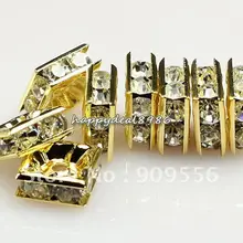 P59-10,! 10x10 мм золотистые Квадратные бусины класса А+ стразы, высокое качество! 100 шт./лот