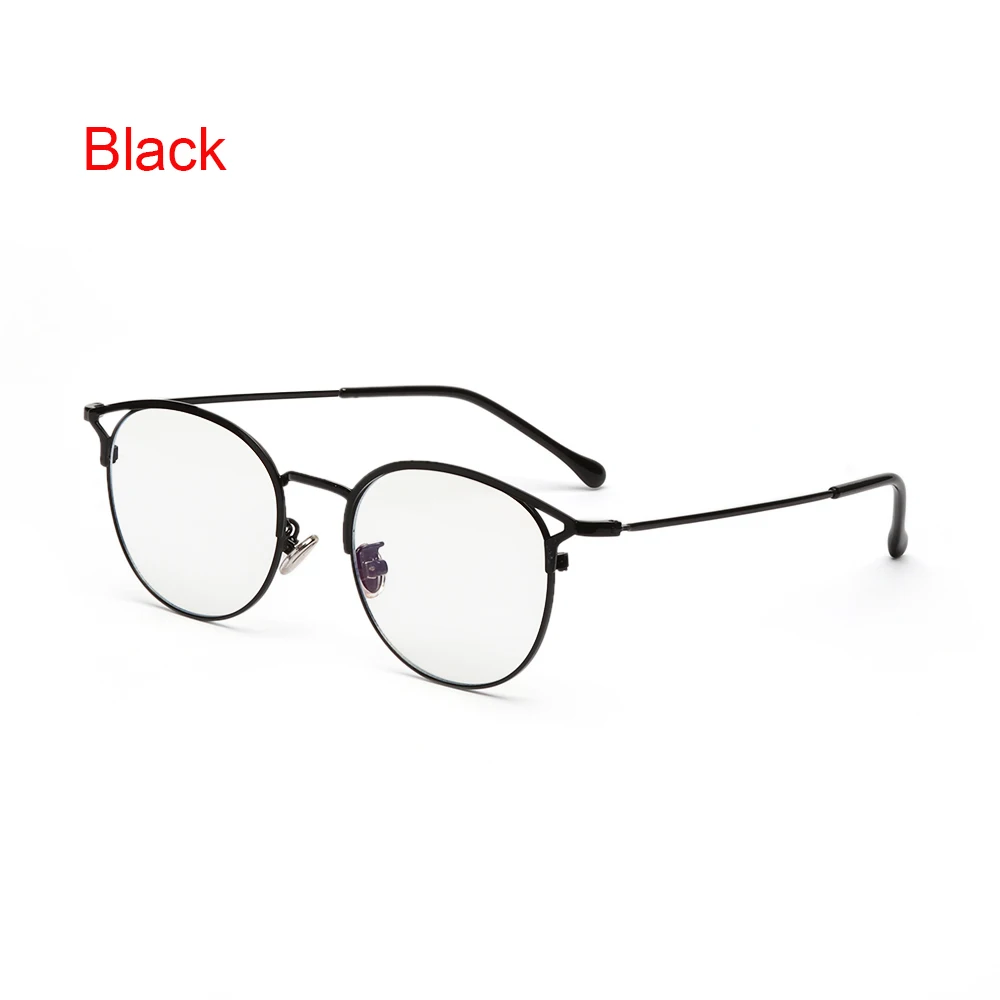 Роскошные брендовые винтажные Ретро очки с металлической оправой, прозрачные линзы, очки в духе гиков, компьютерные очки, прозрачные круглые очки унисекс - Цвет оправы: black