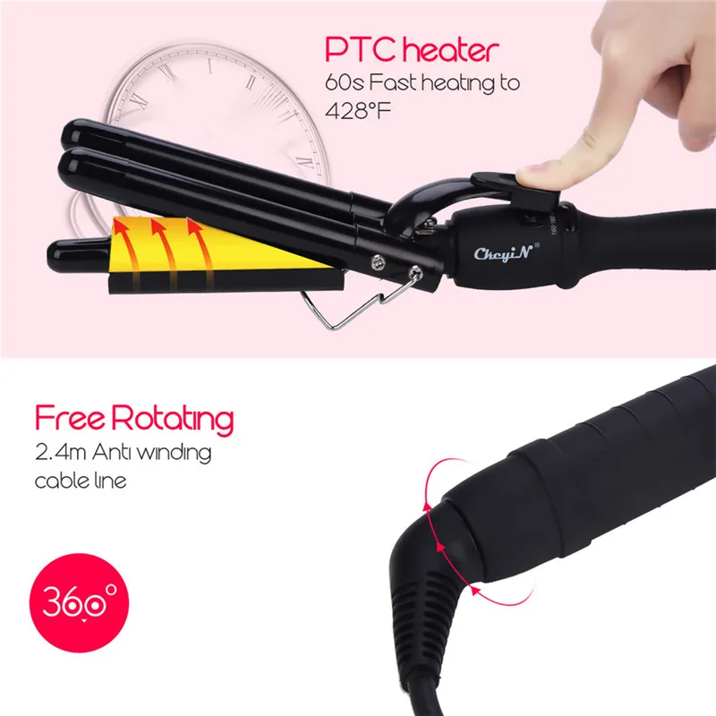 Controle de Temperatura Cabelo Curler Onda Profunda Onda Rápido p42