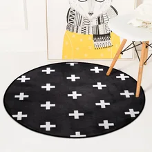 Nordic Gray White Children Play Tent Floor Mat Geometric Pattern Round Carpets For Living Room Cloakroom
