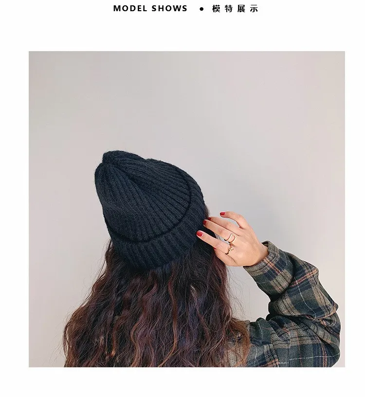 Beanies Women Solid Knitted Casual Warm Skullies Korean Style Elegant Student Hats Chic Womens Lovely Caps Autumn Winter Fashion