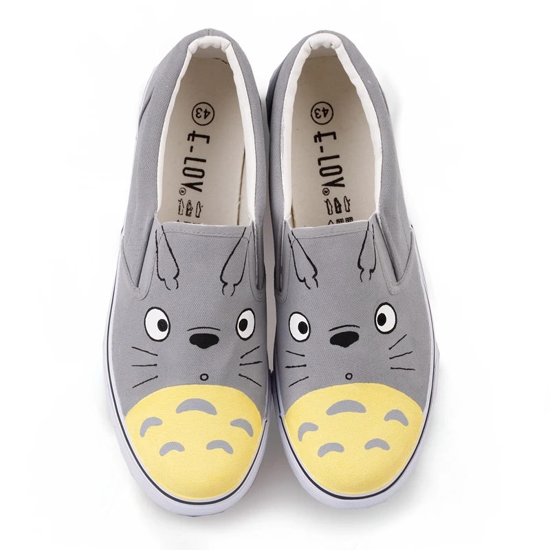 

2019 Spring/Autumn Cartoon Animation Women Canvas Shoes Shallow Designers Hand-Painted Casual Slip-On Flats Comfortable