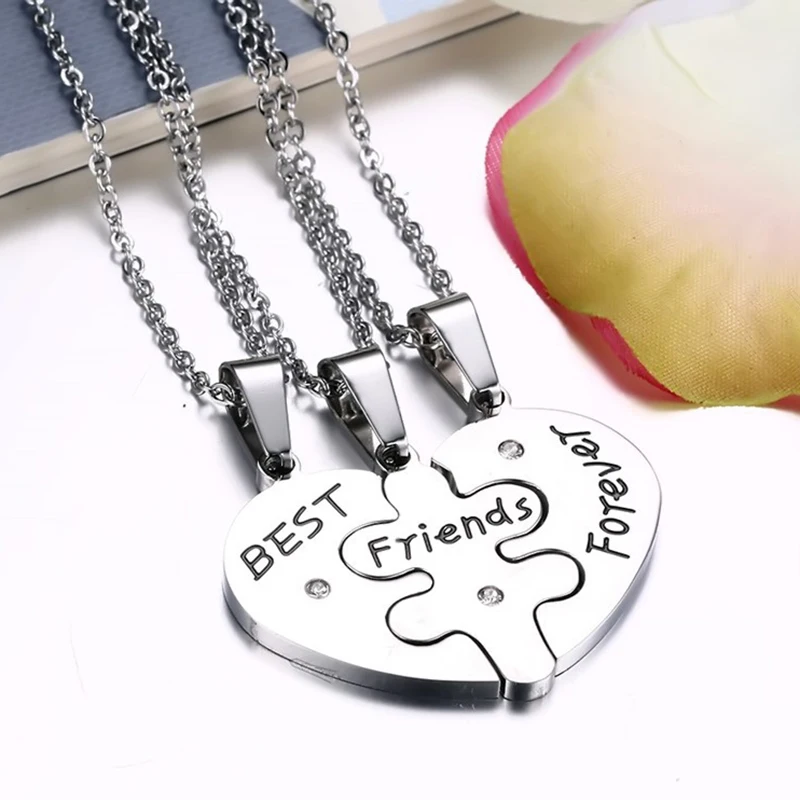 Модный комплект из 3 предметов: колье с надписью Best Friend Forever разбитым сердцем и