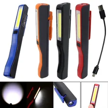 New Mini COB LED Pen Light Clip Magnet USB Rechargeable Work Torch Flashlight Lamp DC112