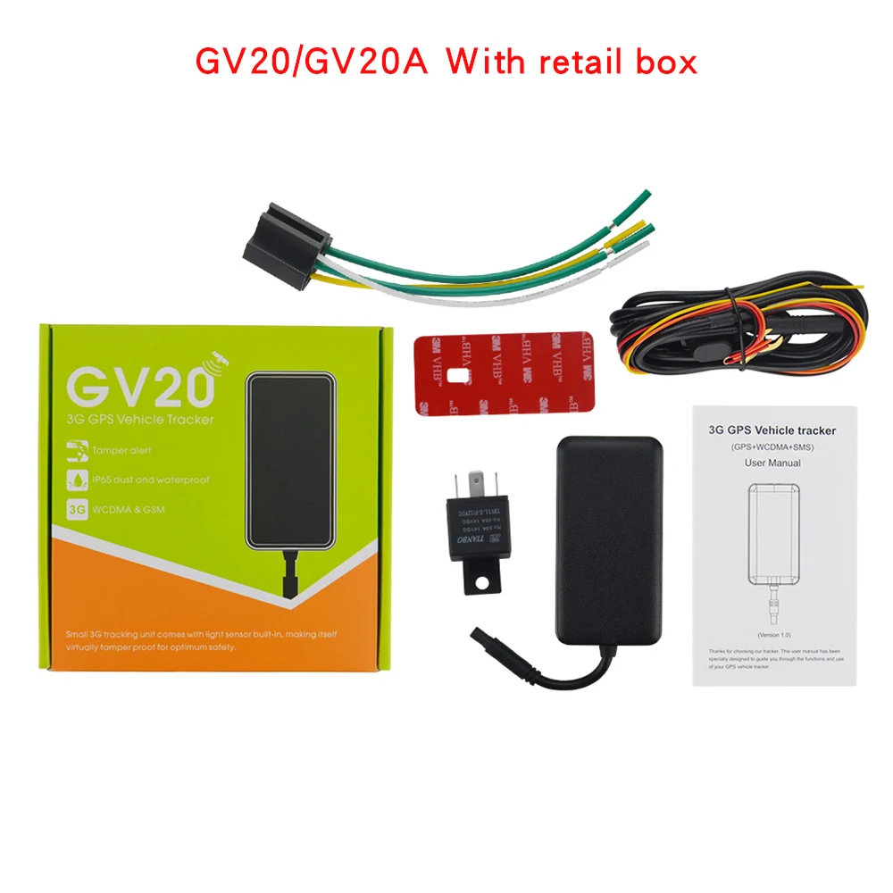 Многофункциональное устройство для транспортного средства GV20 GV20A 3g WCDMA gps трекер дистанционно контроль электричества масла ACC Обнаружение истории воспроизведения - Цвет: With box