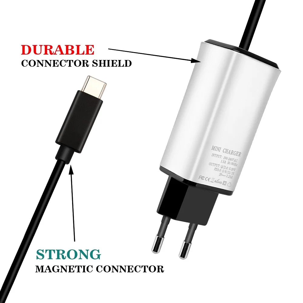 65W USB TYPE C PD Charger  for MacBook Air 2018, iPad Pro 2018, Google Pixel 3/2 /Pixel XL Galaxy S9/ S9+/ Note 9,For Huawei