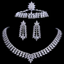 Emmaya цирконами кубического циркония свадебные Цепочки и ожерелья серьги браслет кольцо Роскошная обувь с украшением в виде кристаллов Свадебные украшения наборы для подружек невесты