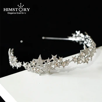 

NEw Bride Star Crystal Crown Tiara Wedding Bridal Party Headband Hair Jewelry Princess Headpieces Birthday Hairband Gifts