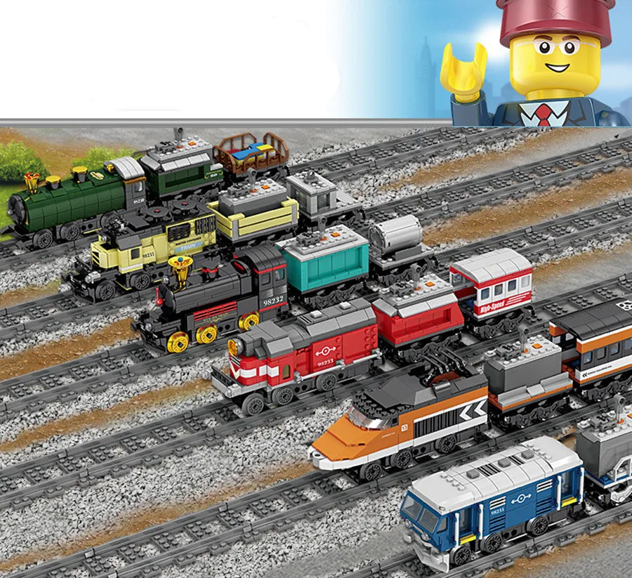 

City Technic Electric Train Steam Locomotive Internal Combustion Loco Train Track Building Blocks Kids Toys Compatible With Lego