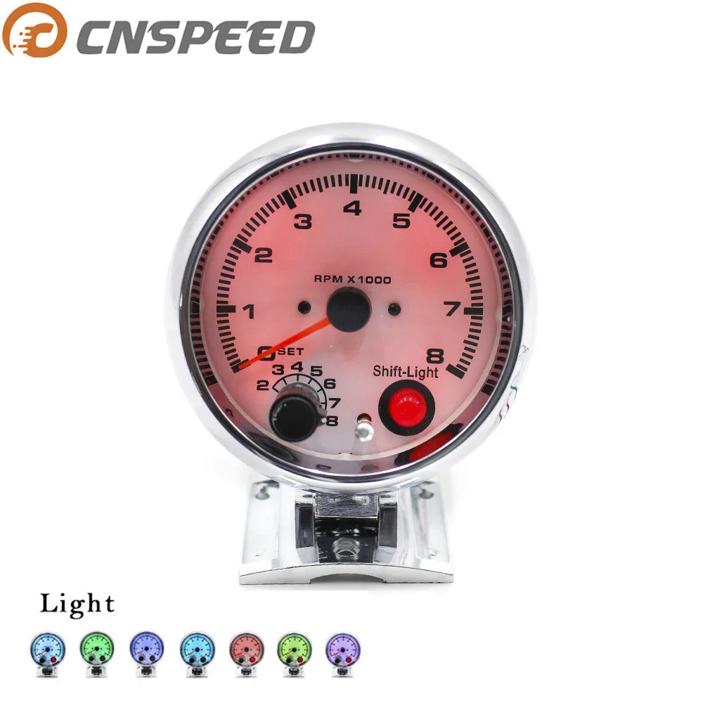 

CNSPEED 7 LED Light Colors 80mm Car 0~8000 RPM Tachometer Gauge With Shift Light RPM Meter RPM Gauge YC100141-CN