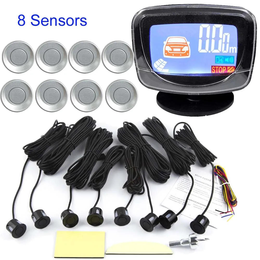 

new 8 Sensors Front and rear Car Parking Reverse Kit Backup Radar With LCD Display Monitor Indicator System 9 colors to choose
