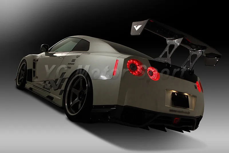 2008-2014 Nissan R35 GTR CBA DBA Varis '13 Ver. Style Rear Under Skirt Diffuser Lip Kit CF Glossy Finish (37).jpg