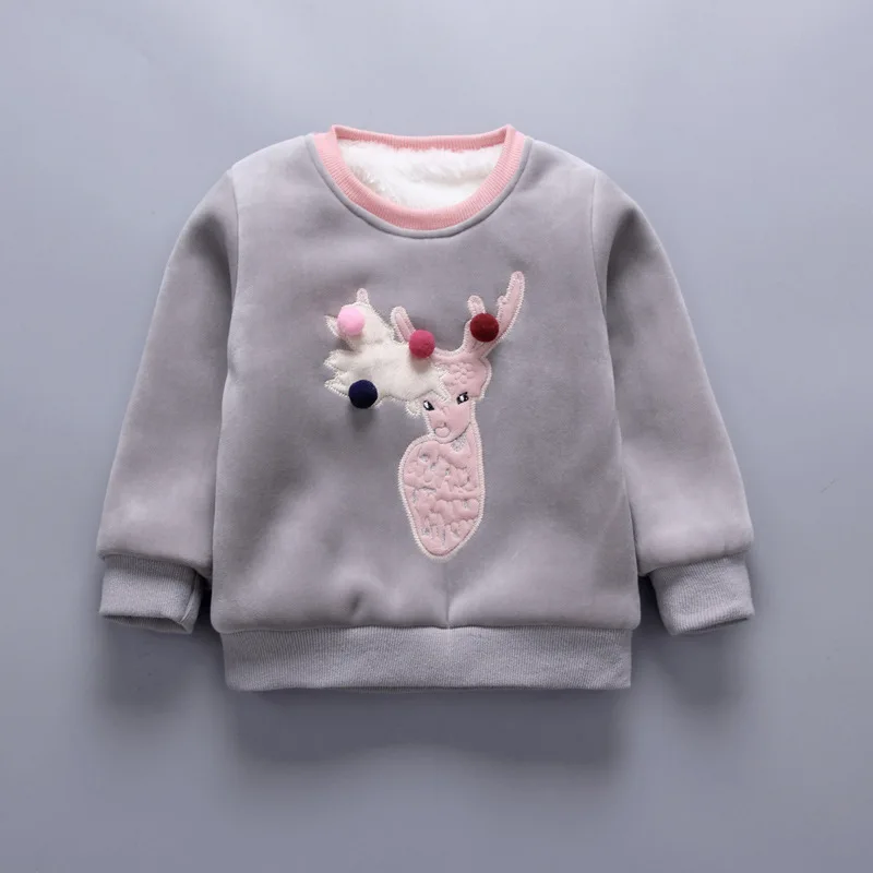 Fashion Baby Boys Girls Cartoon Deer Clothes Children Add Cotton Hooded Vest T-shirt Pants 3Pcs/Set Autumn Winter Kids Tracksuit