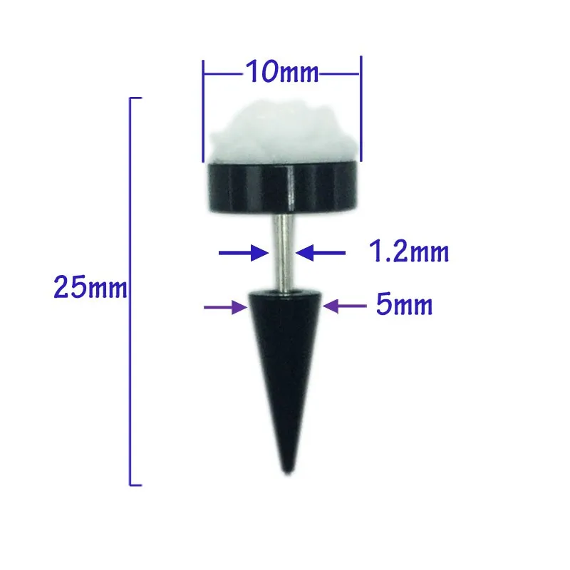 1 pair men women fashion new fake ear tapers ear expanders rose 10mm black cheater ear strtetchers body jewelry ear plug pircingsize