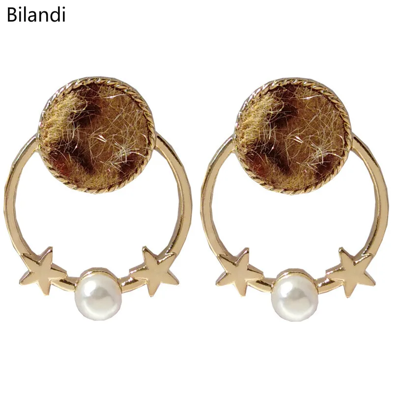 

Sweet Design Round Gold Star Tortoise Texture Stud Earring For Woman Jewelry