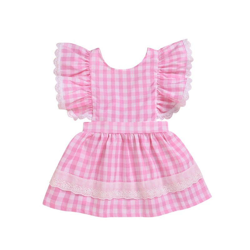 Kids Girls Sleeveless Dress Summer Casual Plaid Pattern Backless Design Costume Baby Children Sundress 0-6Y | Детская одежда и