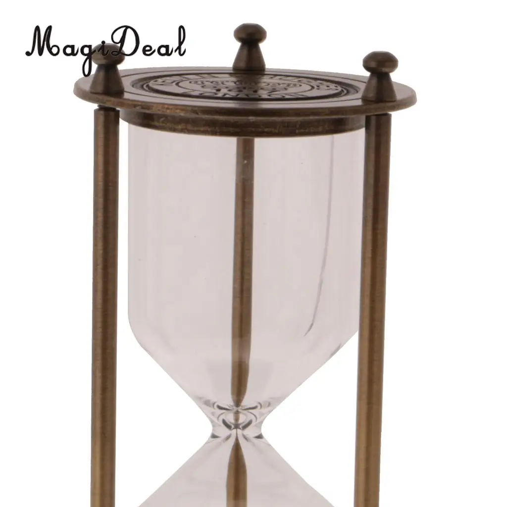 2 pieces Retro Metal Empty Hourglass Sandglass Sand Timer Home Office Table Decor - Gold & Bronze