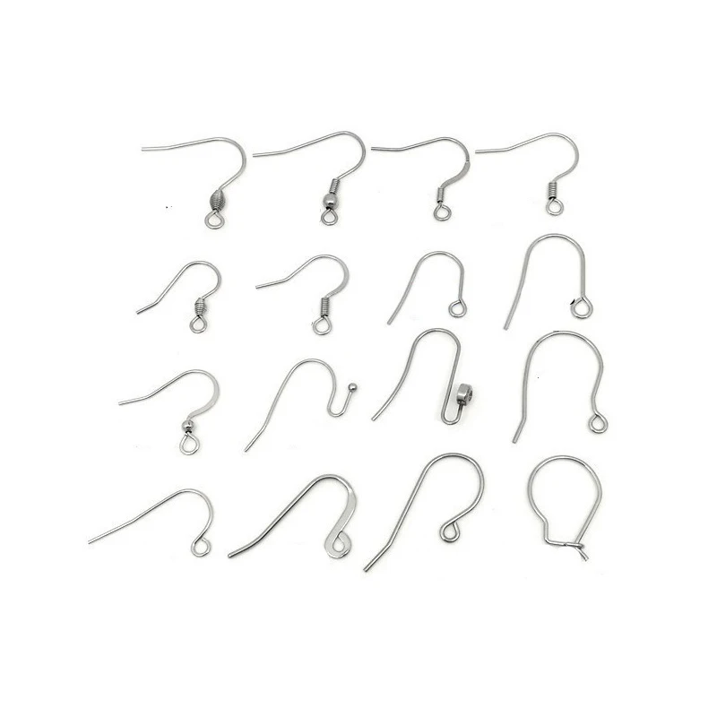 50pcs Hypoallergenic Surgical Stainless Steel Multi Design Blank Earring Wire Fish Hooks for DIY Earring Jewelry Making Findings