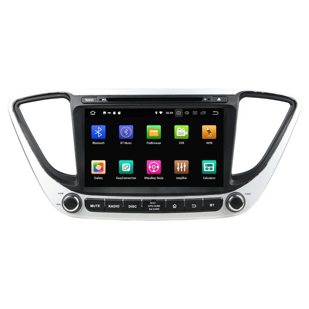 Discount IPS Screen 4GB+32GB 2 din 8" Octa Core Android 8.0 Car Radio DVD Player for Hyundai Verna 2017 GPS WIFI Bluetooth TV USB DVR 1