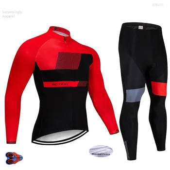 

2019 Winter Cycling Racing Team Jersey Bike Pants Set 9D Gel Pads Mens Ropa Ciclismo Thermal Fleece Cycling Wear Maillot Culotte