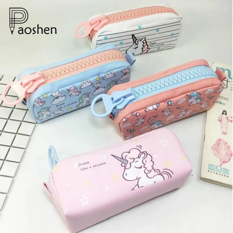 

Cute Unicorn Animal Student Pencil Case Supply Escolar Papelaria for Girl Stationery Pencil Bag Office Creativity Supplies