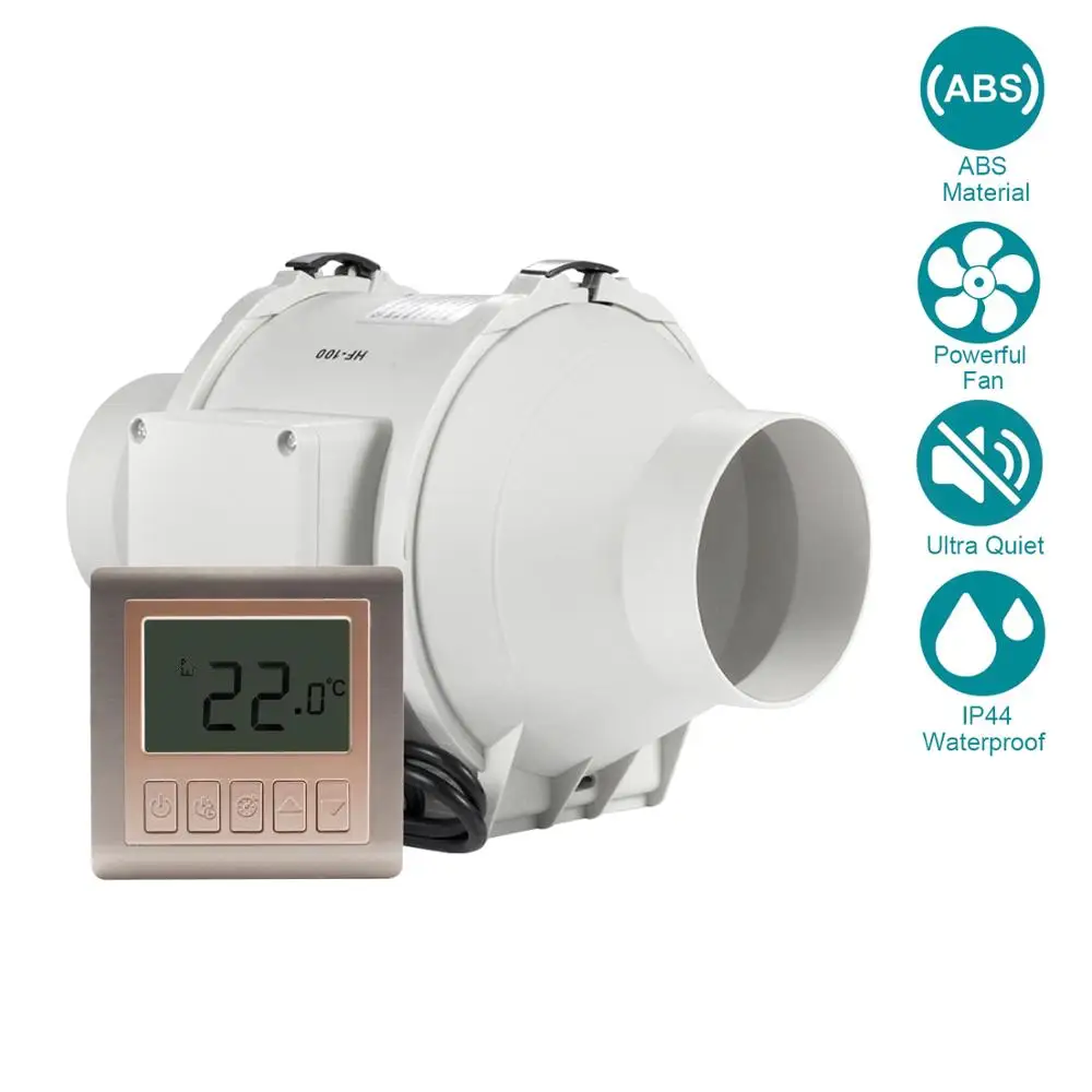 4''5''6''8''Timer Extractor Inline Duct Fan with Smart Wired Switch for Indoor Exhaust Ventilation Fan 220V with Delay Setting