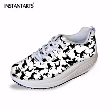 INSTANTARTS/Женская Тонизирующая обувь с изображением кота из мультфильма «мозаика с изображением собаки»; дышащая сетчатая обувь для фитнеса, увеличивающая рост; обувь на танкетке