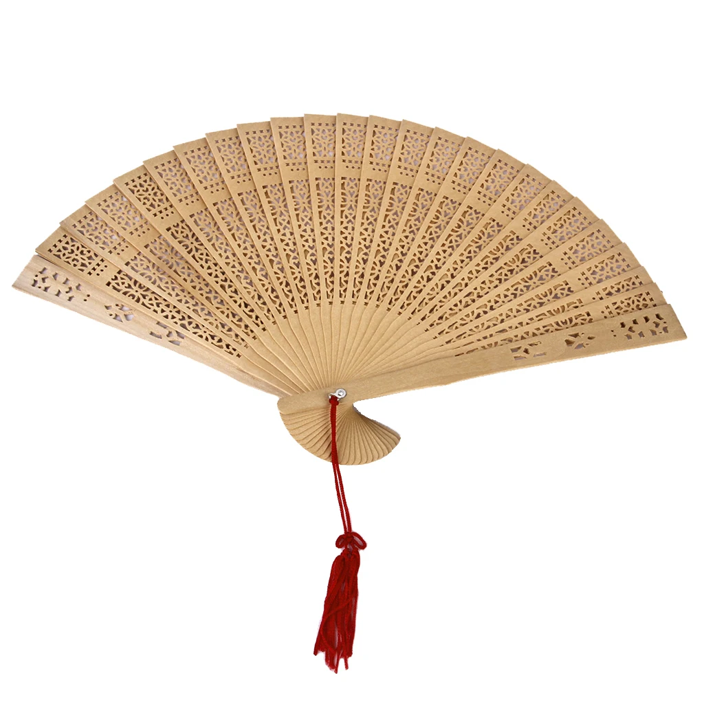 Chinese Japanese Sandalwood Hand Fan Wooden Scented for Wedding Party Cosplay