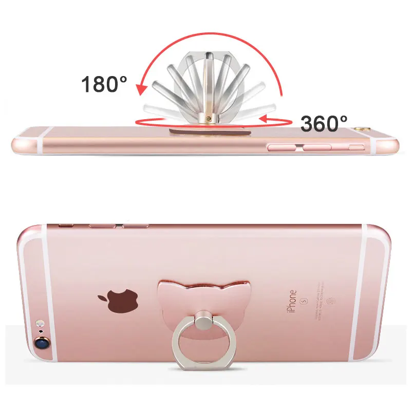 Mobile Phone Holder 360 Degree Finger Ring Cat head Cute cartoon Smartphone Stand Holder For iPhone Samsung Xiaomi
