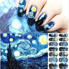 

Women Fashion Adhesive Nail Wraps Stickers Nails Art Manicure Tool Waterpoof 1-2 Weeks Van Gogh Starry Night Designs