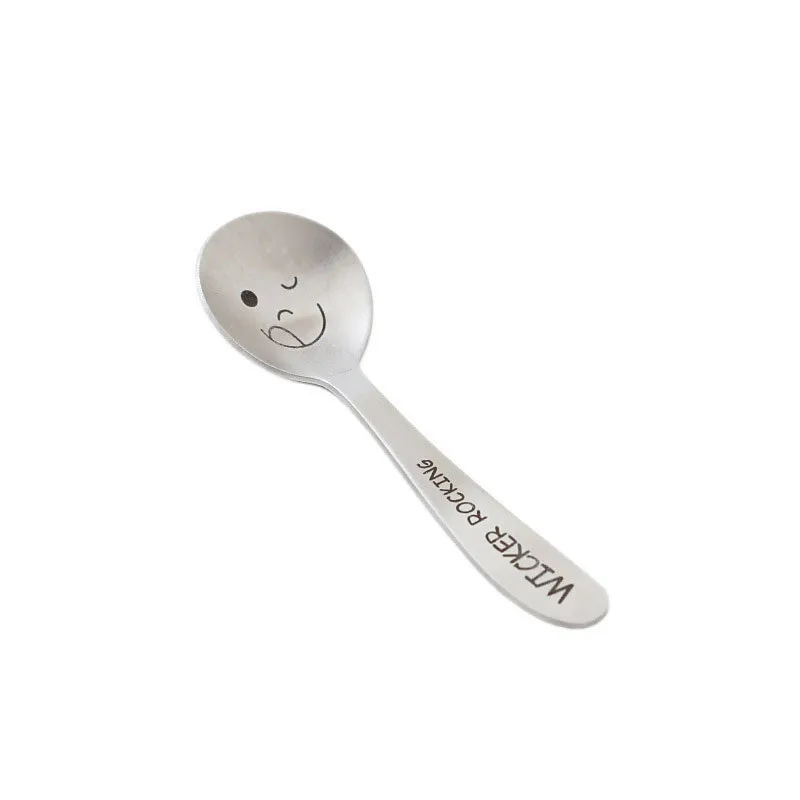 1PC Smile Tableware Stainless Steel Ice Cream Tea Coffee Dinnerware for Children Gift (5)