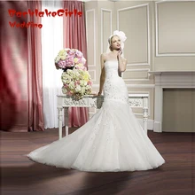 Distinctive Design Sweetheart Off Shoulder With Beading/long Train Custom Made Organza Mermaid Wedding Dresses 2017 Appliques