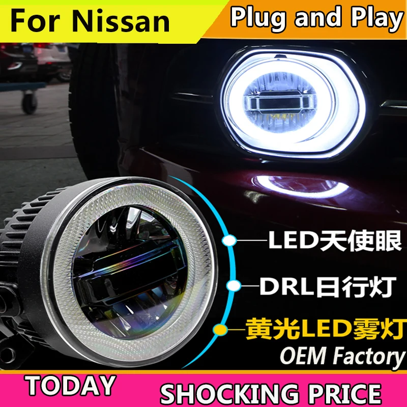 

Car Styling for Nissan Tiida X-GFAR NV200 Sylphy X-TRAIL LED Fog Light Auto Angel Eye Fog Lamp LED DRL 3 function model