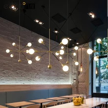 Postmodern Golden LED chandelier lighting Nordic Iron Round ball hanging lights for dinning living room foyer bedroom fixtures
