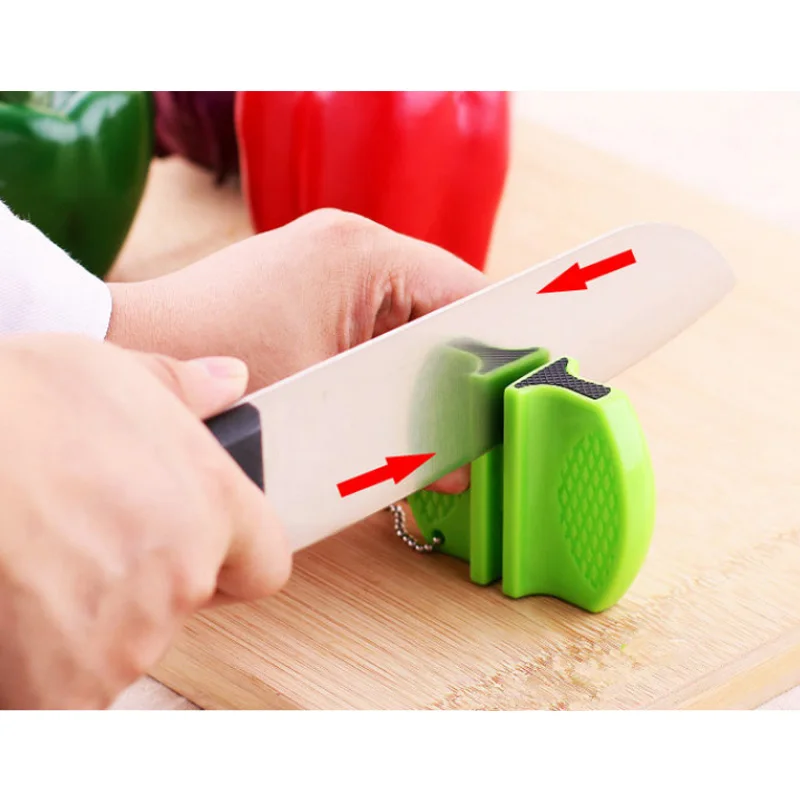 

Kitchen Gadgets Sharpening Tools Portable 2 Stage Fine Ceramic Coarse Tugnsten Vegetable Knife Sharpener
