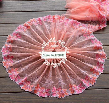 

3Yds Orange pink water-soluble embroidery lace trims high-end clothing accessories skirt trim fabric decoration width 22m SC738