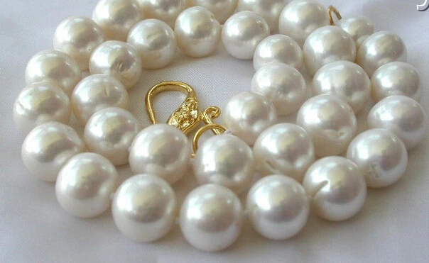 

Wholesale fast 100% Natural jewelry stunning big 13mm round white freshwater cultured pearl necklace (A0511)