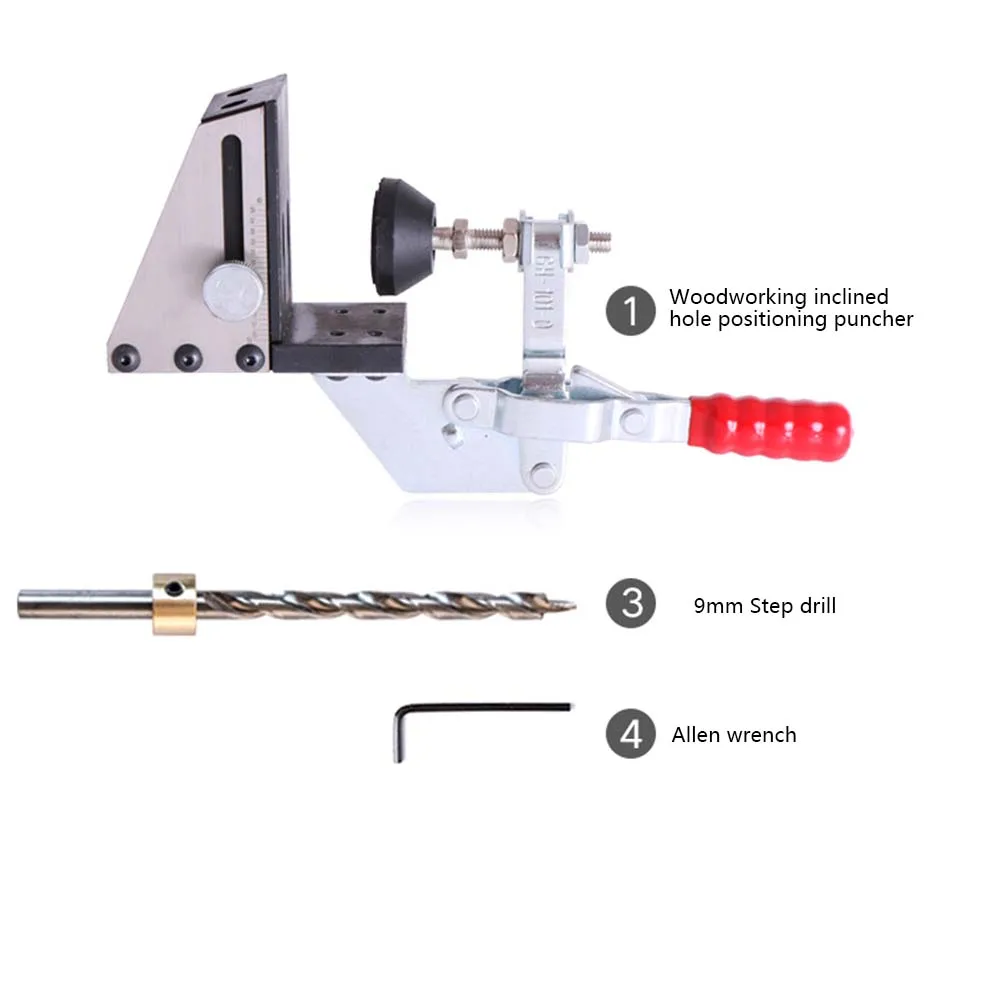 Деревообрабатывающий косой Дырокол устройство Дырокол направляющий Наклонный локатор дыр патрон бура инструменты зажим и шаг сверло плотник комплект