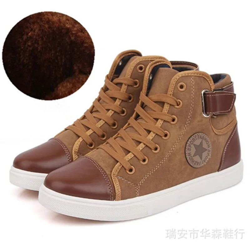 

Men Casual Shoes With Fur inside Shoes For Male Canvas Shoes Zapatos Fashion High Top Men High Tube High Quality Flat Men Shoes