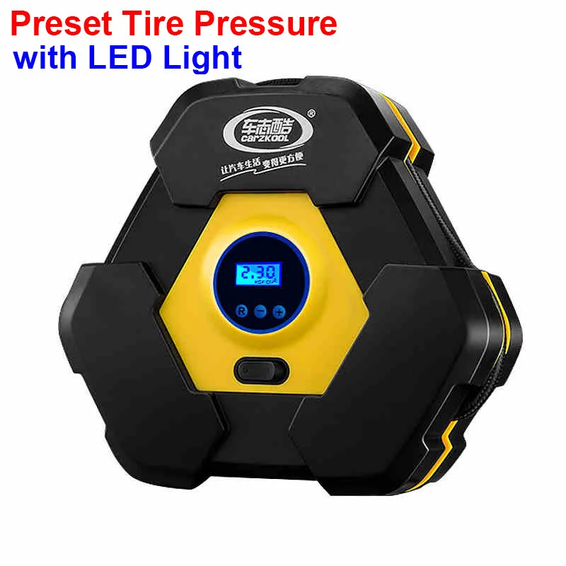 Carzkool Portable Car Air Compressor ElectricTire Inflator 12V Cigarette Lighter Plug Car Air